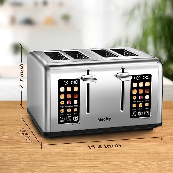 Mecity 4 Slice Toaster with Touch Screen Control, 4 Wide Slots, Stainless Steel - Image 8