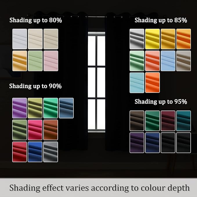 DUALIFE Midnight Grommet Room Darkening Curtains 42 x 96 Inches, 2 Panels - Image 7