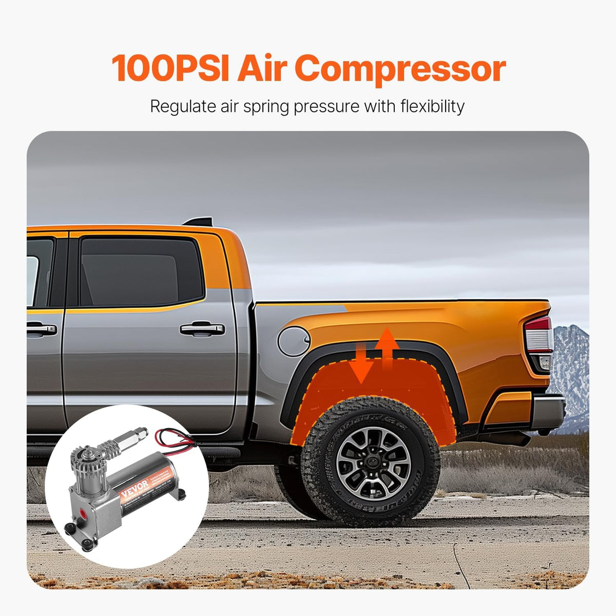 VEVOR Air Shock Controller Kit, 12V 100PSI On Board Air Compressor System, Ai...
