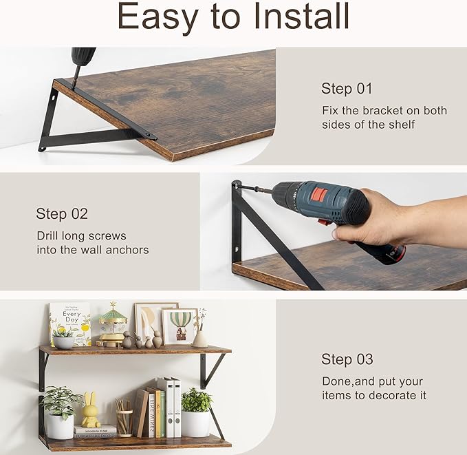 Deep Floating Shelves for Wall, 10 Inch Deep Floating Shelf - Image 7