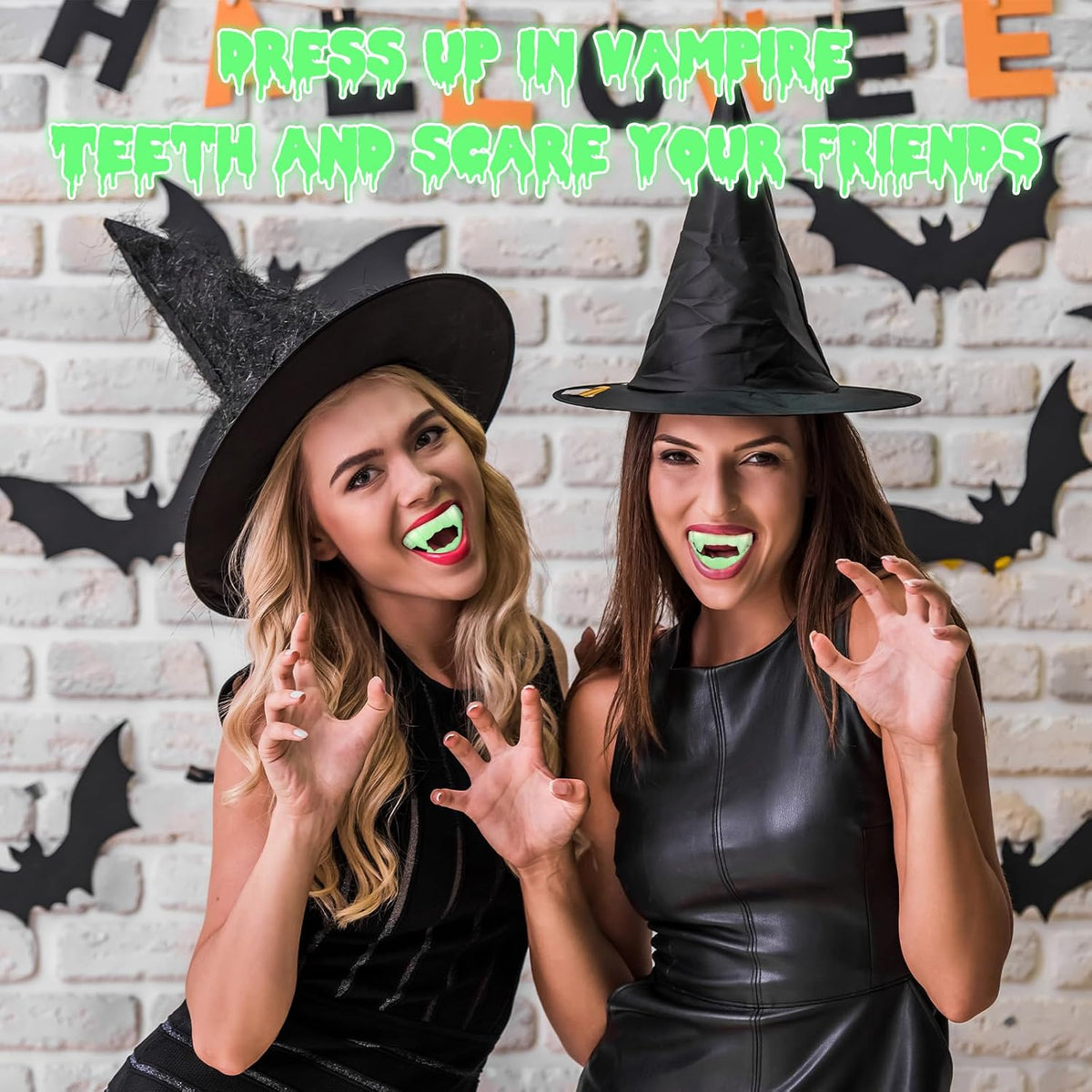 Lenwen 288 Pcs Halloween Glow in the Dark Vampire Fangs Bulk Plastic Teeth