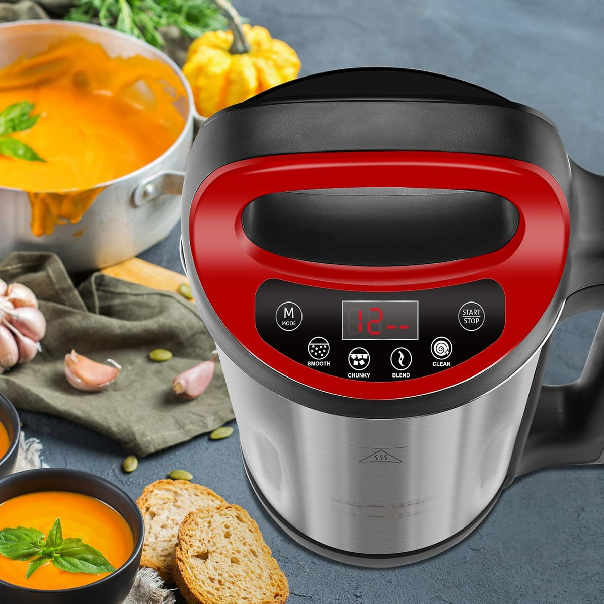 Homtone 1.6L Soup Maker Machine, 4-in-1 Soup Maker & Smoothie Blender, 900W