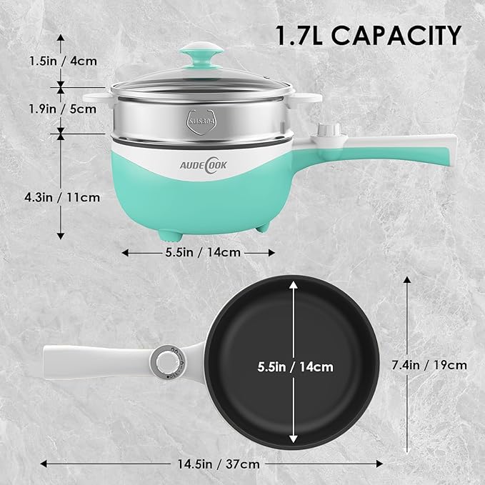 Audecook Hot Pot Electric, 1.7L Mini Electric Skillet Portable Nonstick Sauté - Image 7
