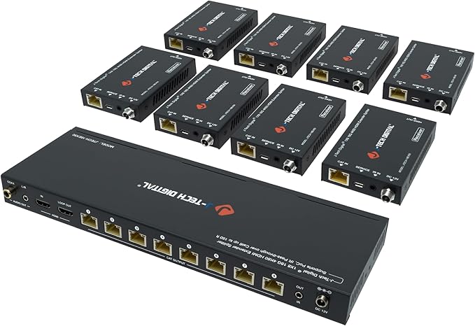 J-Tech Digital HDMI 2.0 4K Extender Splitter Over Single Cable CAT6