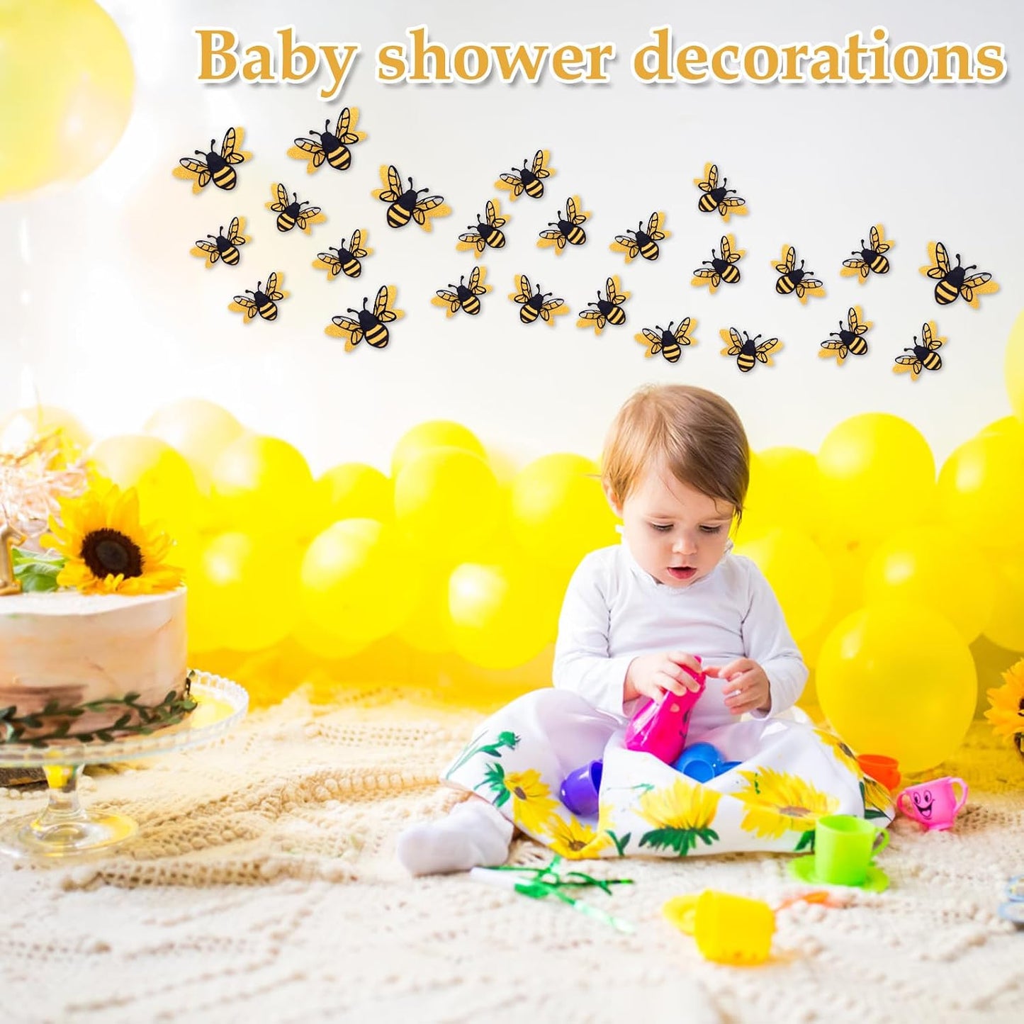 24pcs 3D Bee Stickers, 2 Sizes Tiny Ornaments for Honey Bee Party Wall Decor, Crafts, Embellishments, Clings - Perfect Decorations for Home Windows Parties