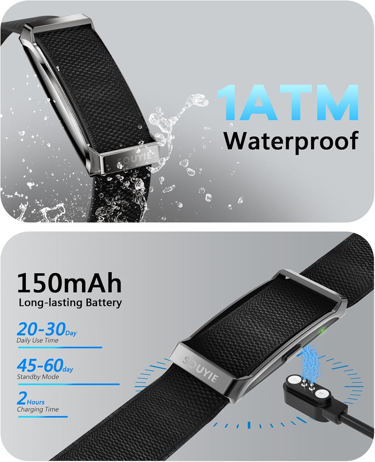 SOUYIE Smart Bracelet for Men Women, 24/7 Health Activity Fitness Trackers