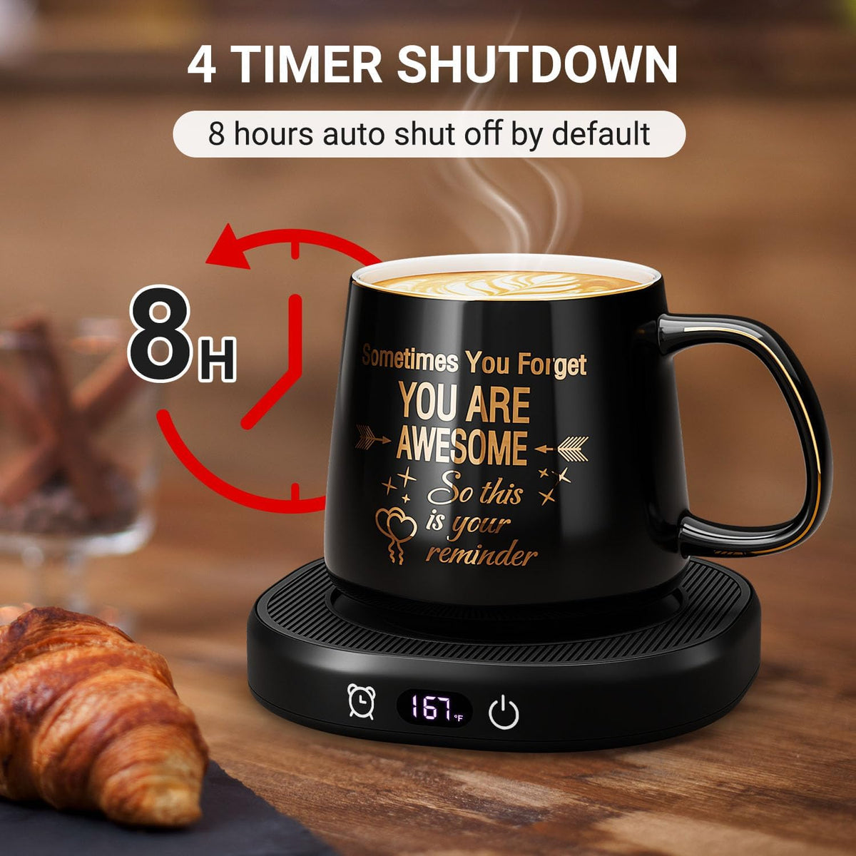 Coffee Mug Warmer & You are Awesome Mug Set, Electric Cup Warmer for Desk