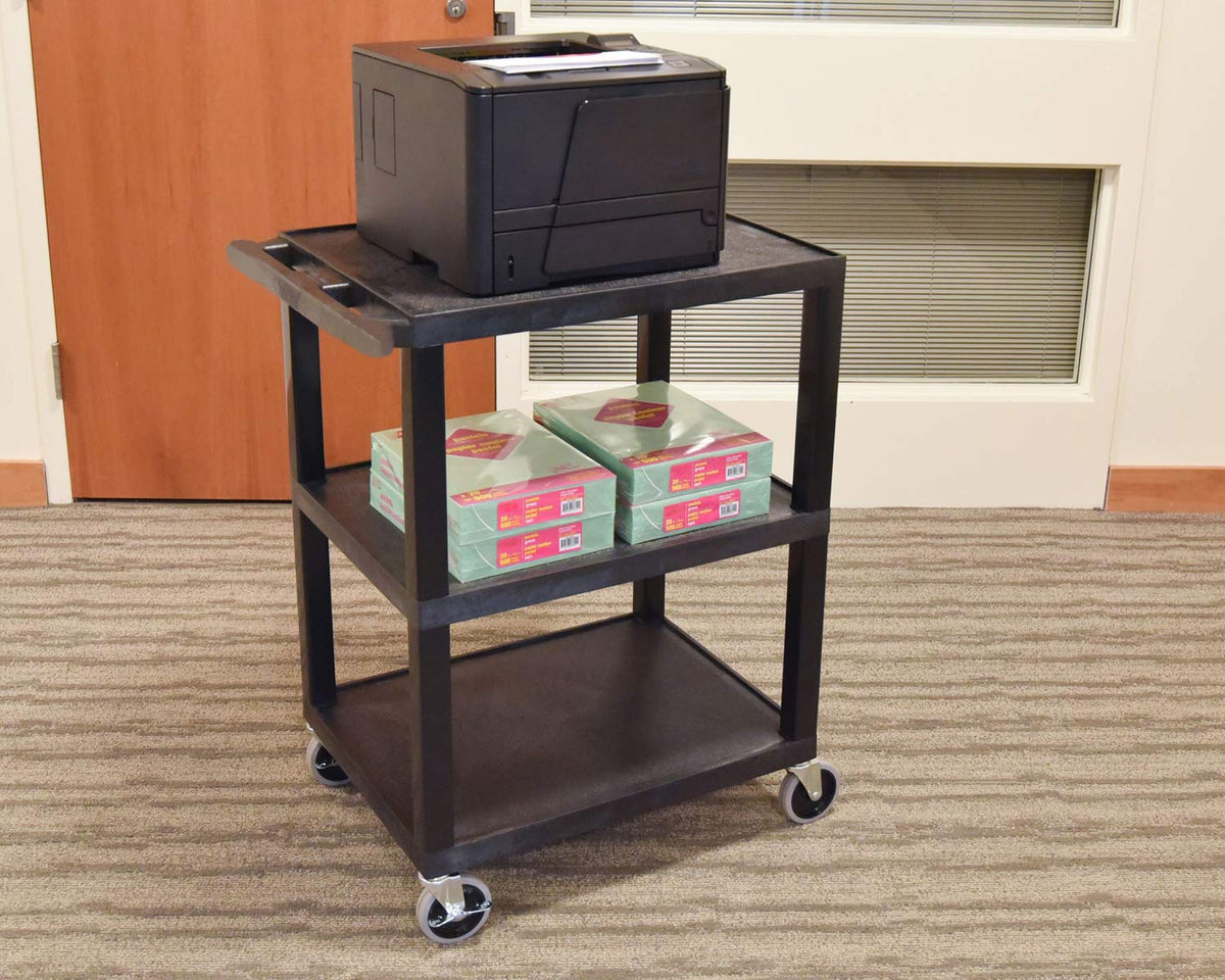 Luxor Multipurpose Three Shelves Structural Foam Plastic Storage Utility Cart...