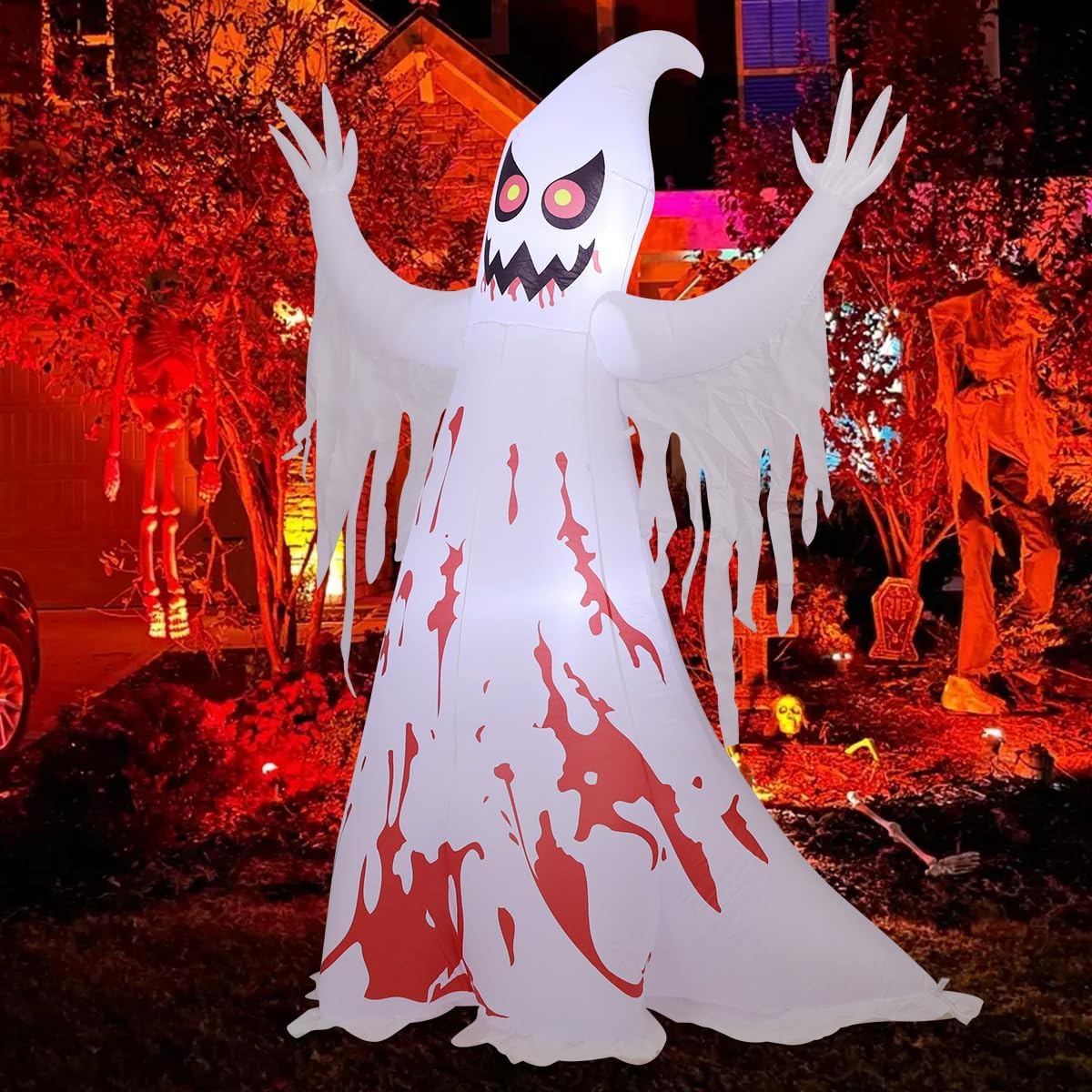 GOOSH 8.2 FT Giant Halloween Inflatable Ghost - Outdoor Blow Up Yard Decorati...