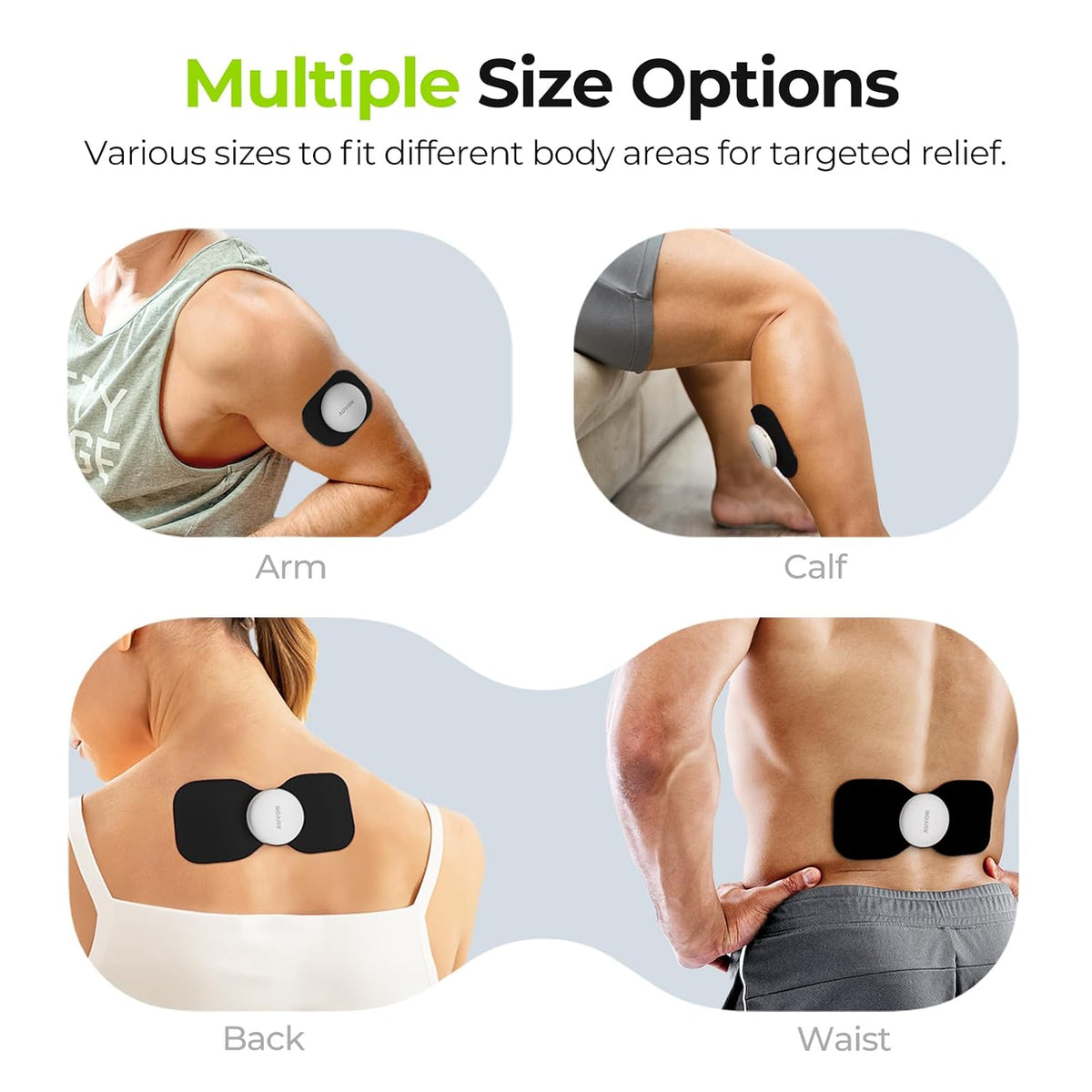 AUVON Wireless TENS Unit Electrode Pads 12 Pcs, 2 Sizes, Latex-Free