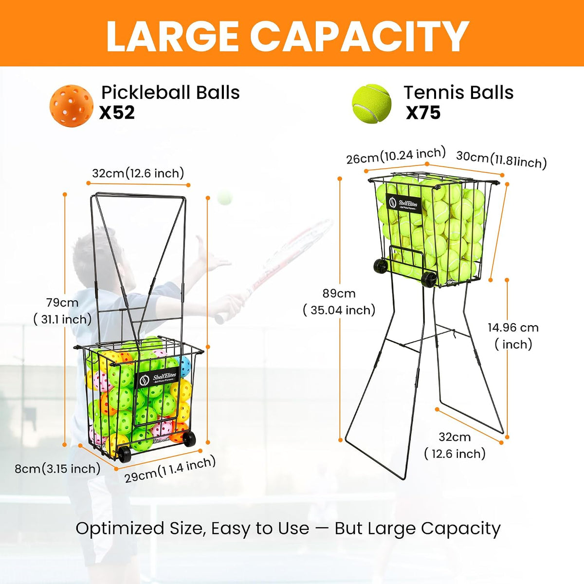 Tennis Ball Hopper, Portable Tennis Ball Holder with Handle for Court, Practi...