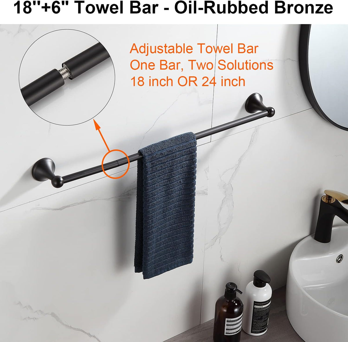 BGL Bathroom Hardware Set Oil-Rubbed Bronze Bath Towel Bars Adjustable Expand...