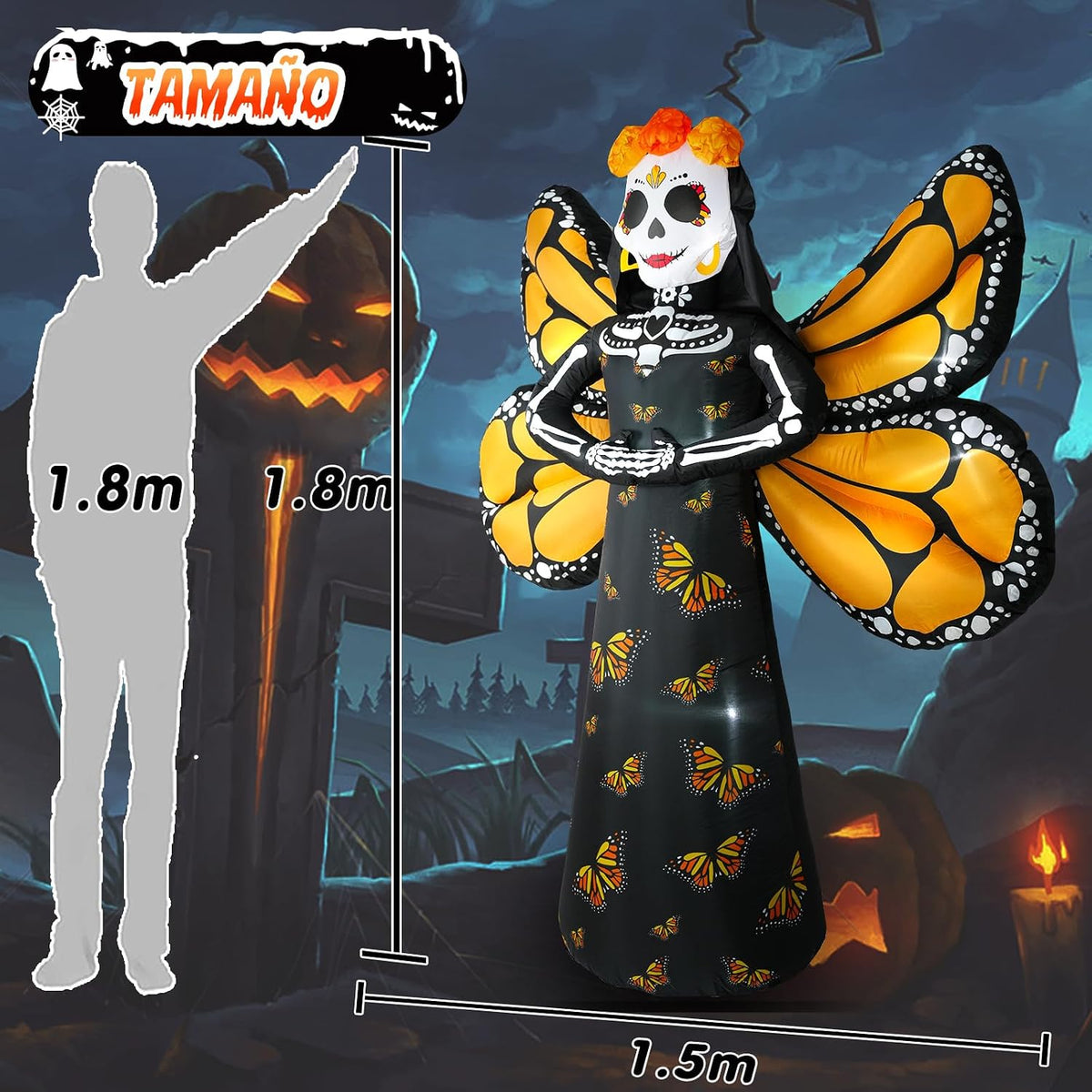 Dia de Los Muertos Decoration, 6 FT Halloween Inflatables Dรฉcor Day of The De...