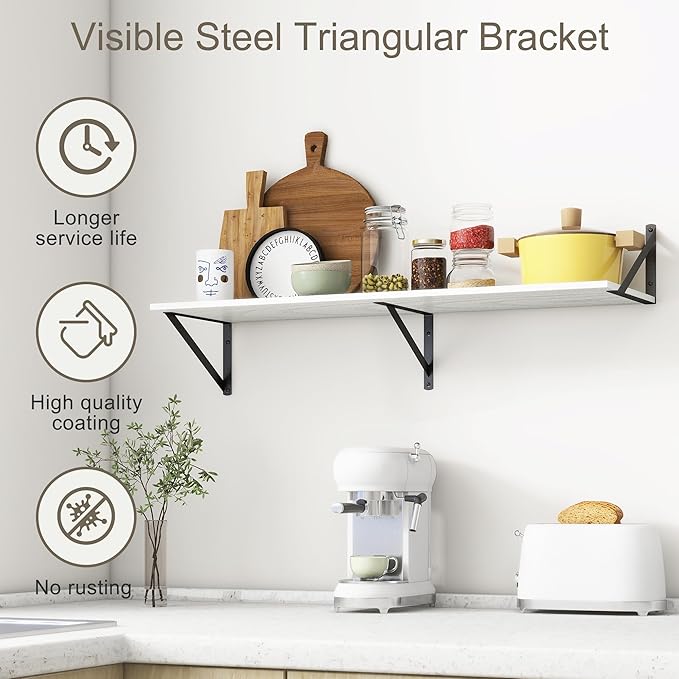 36"W x 12"D Floating Shelves, 12 Inch Deep Wall Shelves - Image 3
