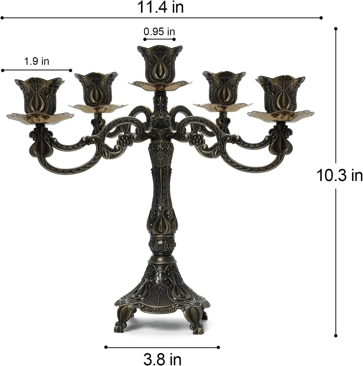 5-Candle Metal Candelabra 10.3 Inch Tall Candlestick Candle Holders for Home ...