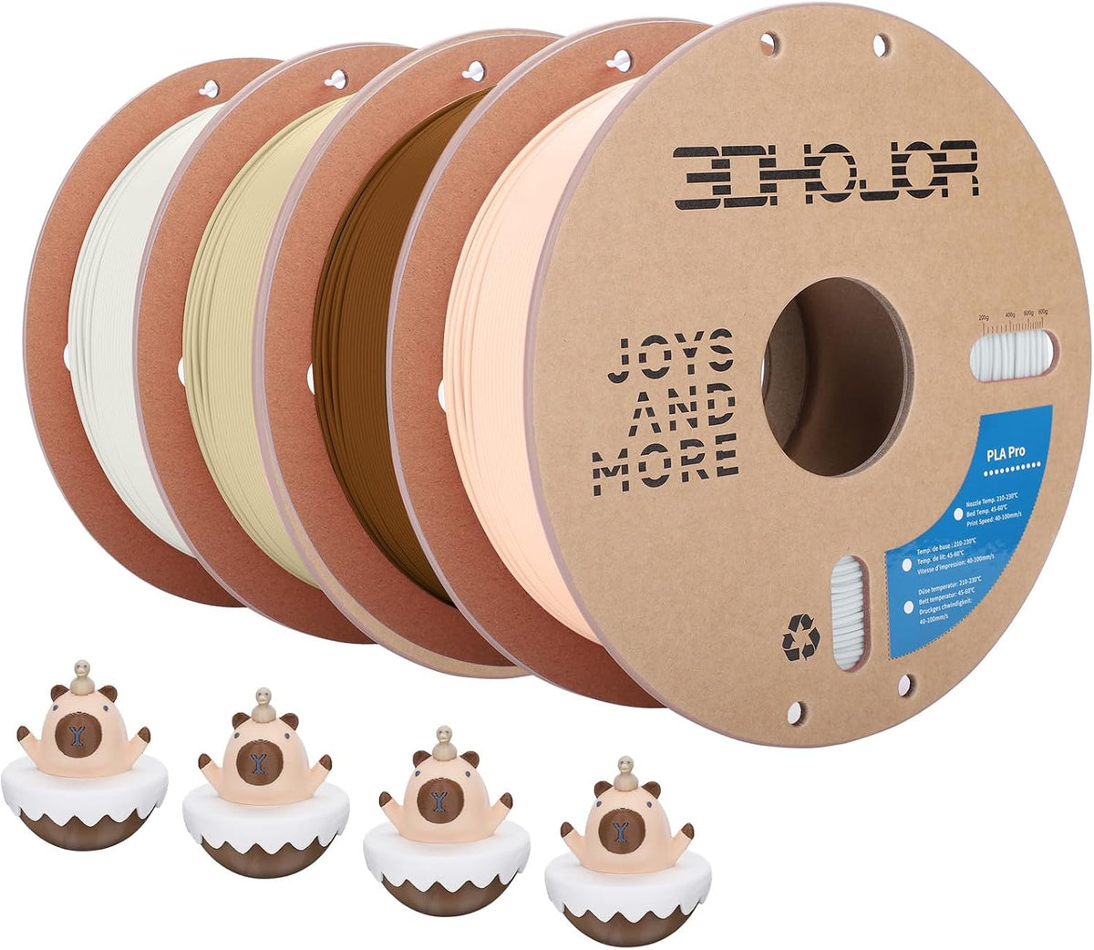 3dhojor pla pro 3d printer filament 4kg,milky white+bone, main product view