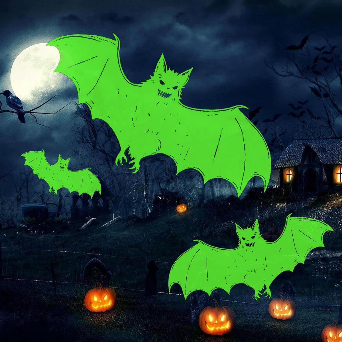 12 in 1 Halloween Projector Lights Outdoor, 3D Dynamic Ghost/Skeleton/Bat/Sca...