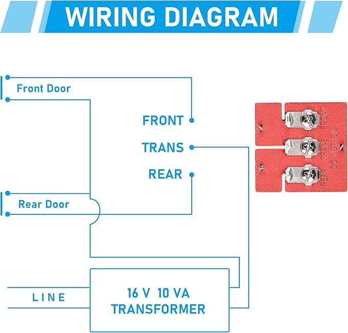 Saillong Wired Doorbell Chime, 16V 10VA Front and Rear Door Chime - Image 8
