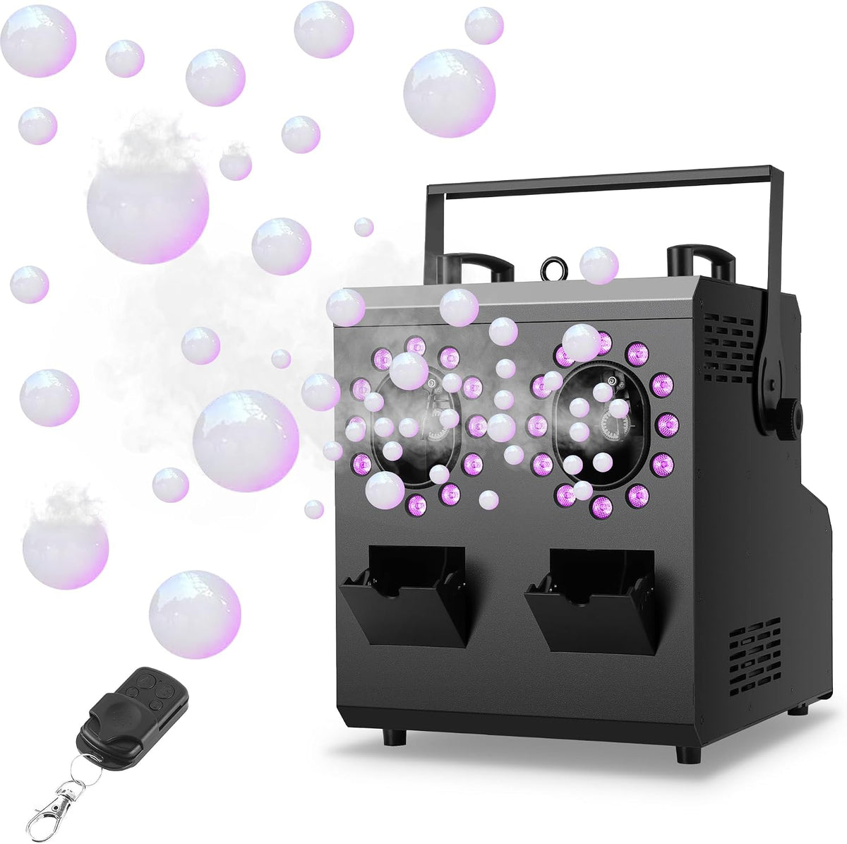 Fog Bubble Machine,1500W 3IN1 Smoke Bubble Machine with 24LEDs RGBW 4IN1 Ligh...