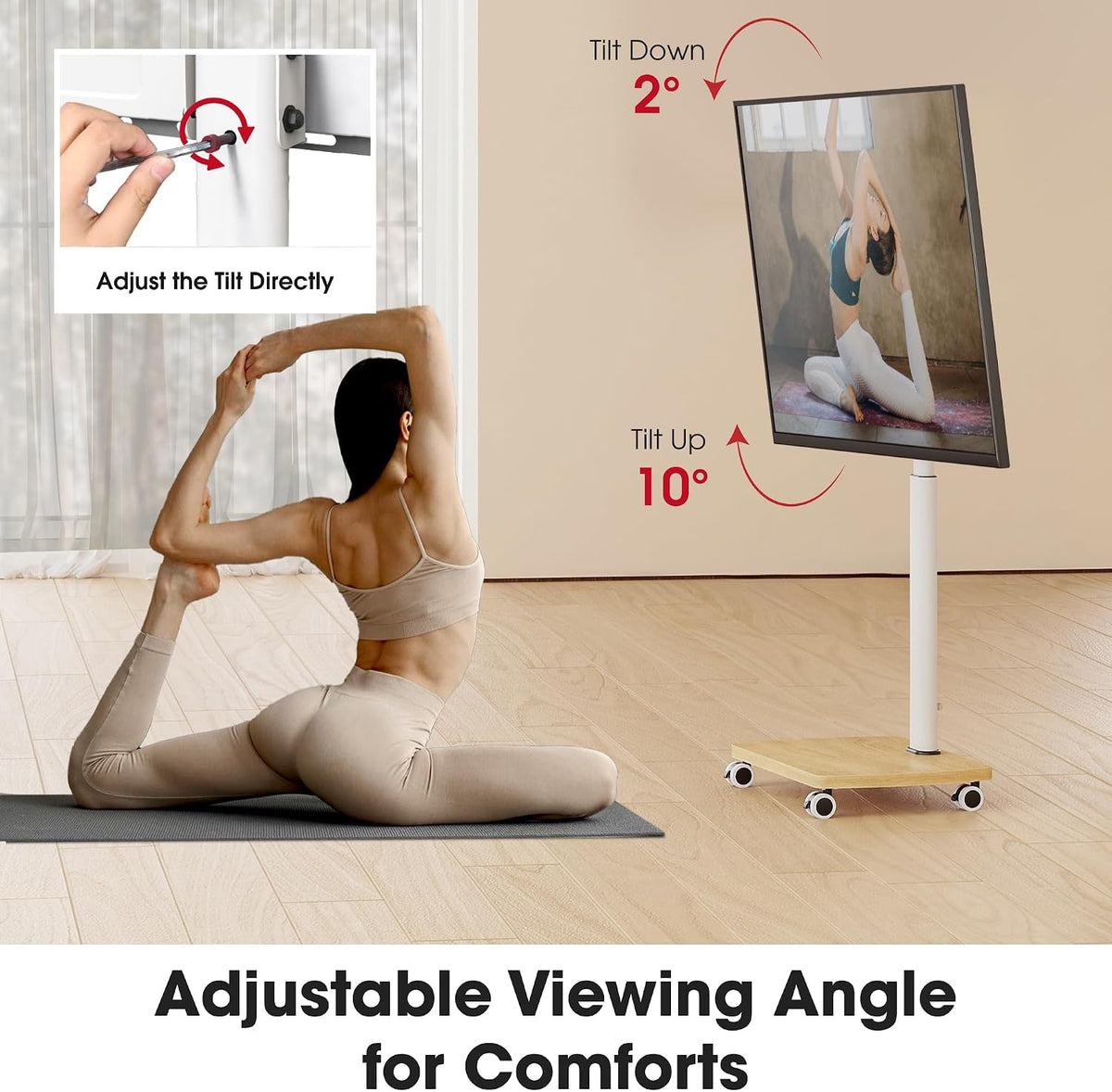 AOKCOS Rolling TV Stand for 32-65 Inch TVs, Portable Mobile TV Stand on Wheel...