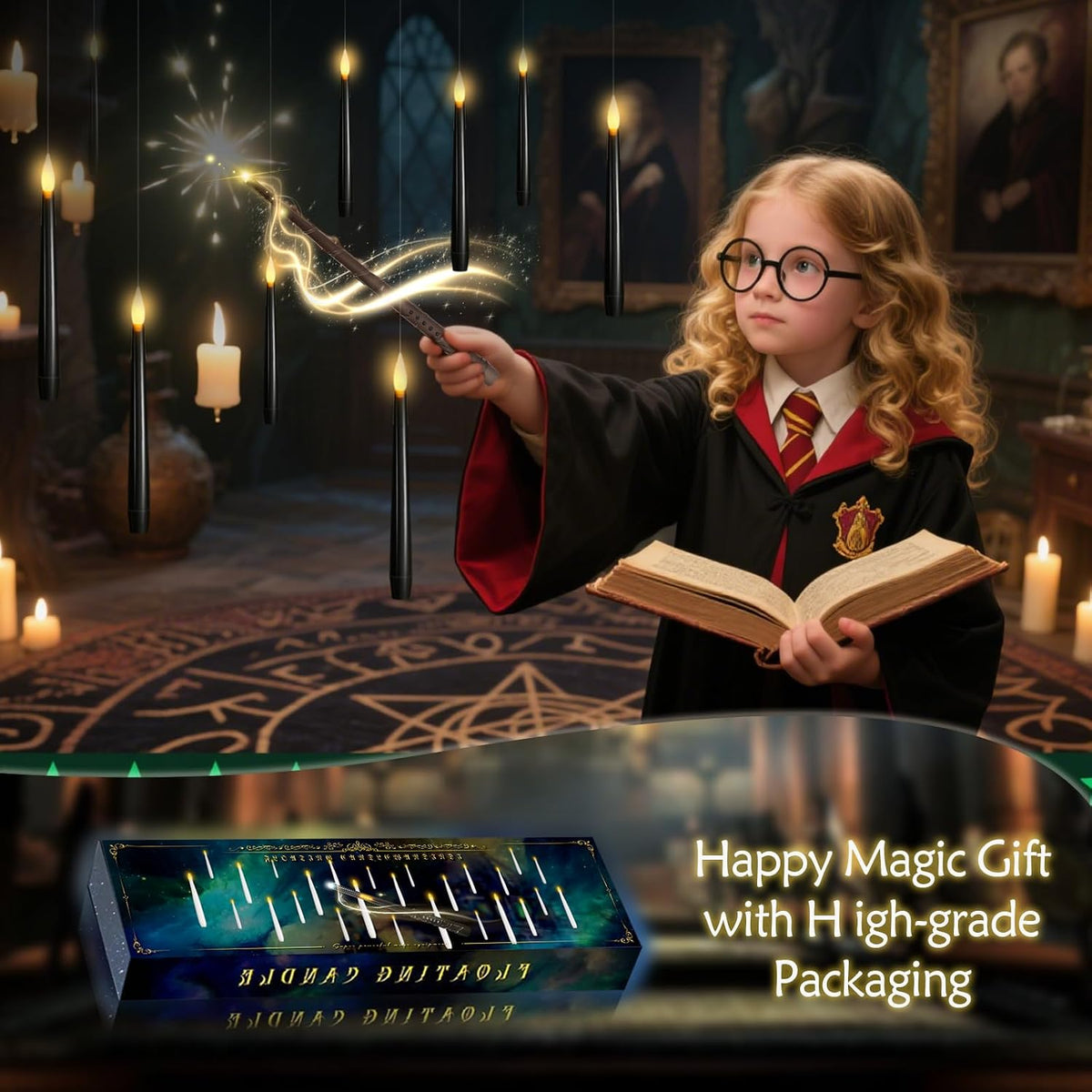 kakoya Flameless Floating Candles with Wand๏ผ20 Pcs Magic LED Hanging Taper Ca...