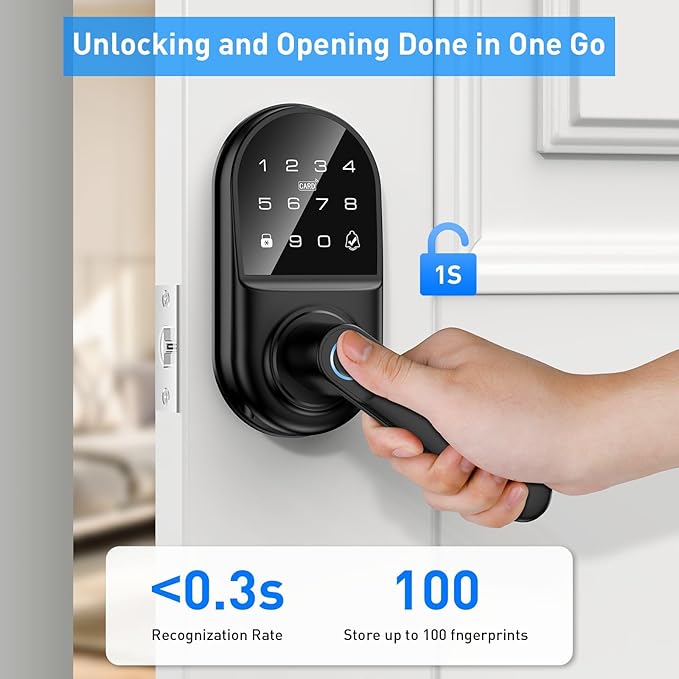 Smart keypad Door Lock with Handle,Fingerprint Keyless Entry Digital Lock with - Image 5