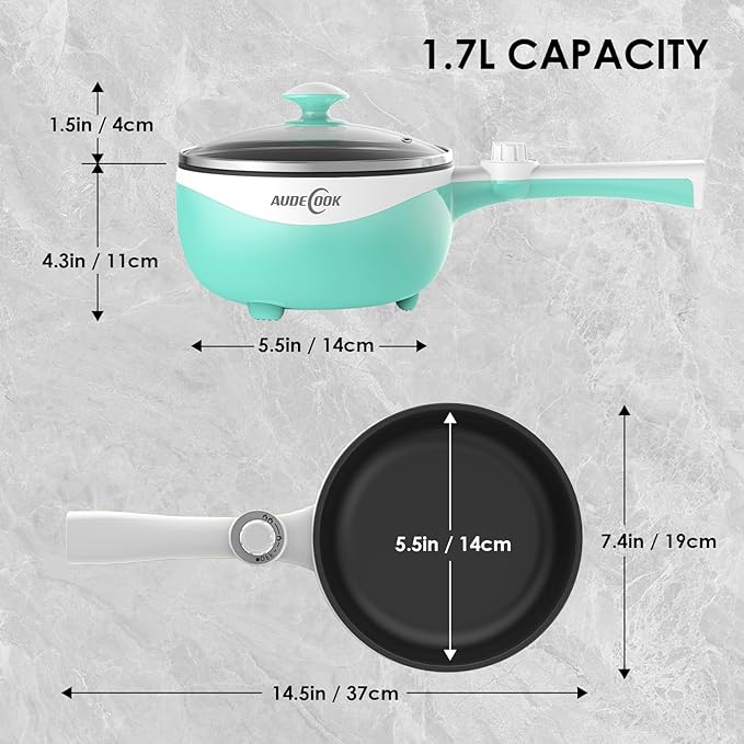 Audecook Hot Pot Electric, 1.7L Mini Electric Skillet Portable Nonstick Sauté - Image 7