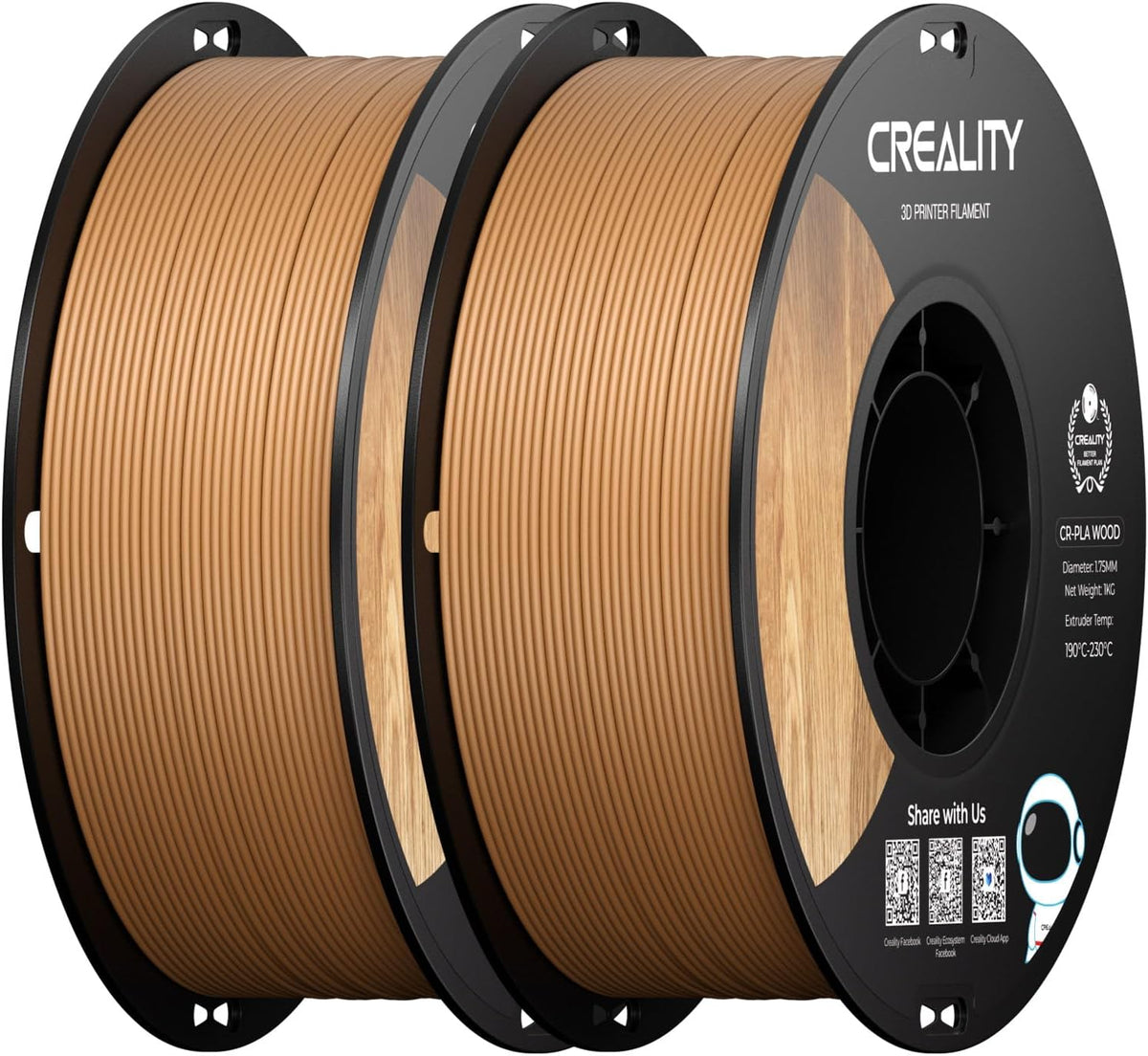 creality wood pla 3d printer filament 1.75mm, 2kg, main product view