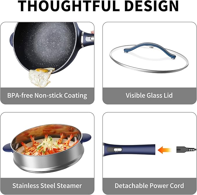 3-Quart Electric Hot Pot & wok Nonstick - Image 8