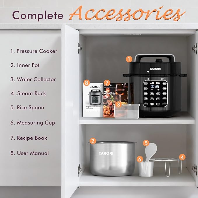 9-in-1 Electric Pressure Cooker 6 Quart Black, Stainless Steel Pot, 12 Preset - Image 9