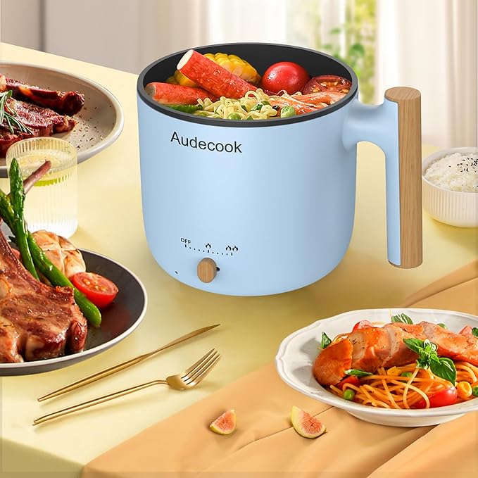 Audecook Hot Pot Electric with Steamer, 1.8L Portable Mini Travel Cooker - Image 6