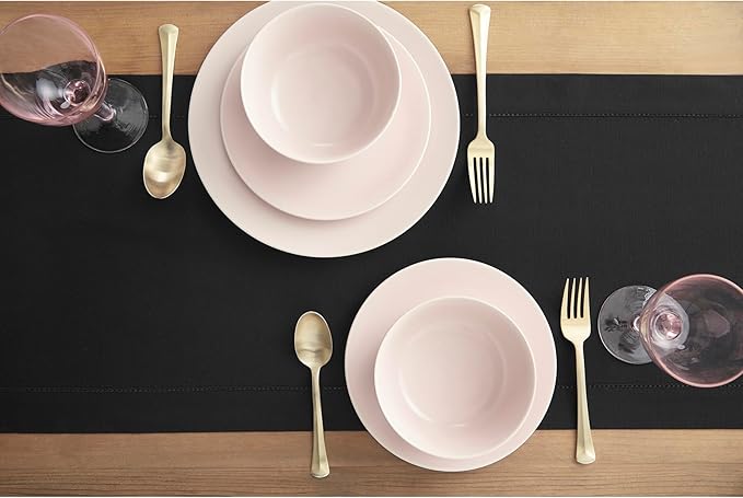 Solino Home Cotton Linen Black Table Runner 120 Inches Long - Hemstitch 14 x ...