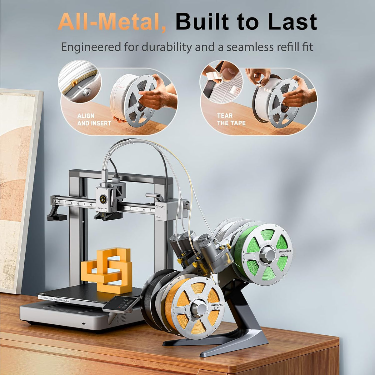 Aluminum Reusable Spool for Refill Filament, All-Metal Design with Smooth Pre...