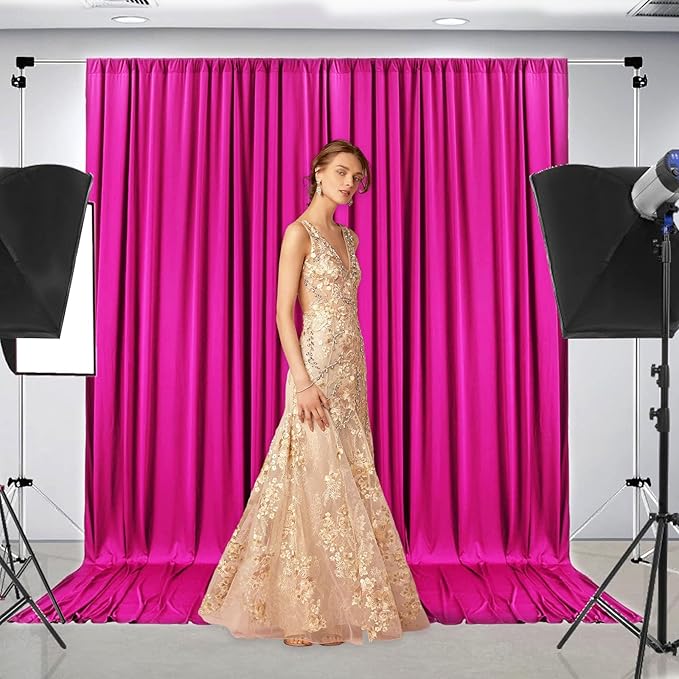 10 x 7 Feet Rose Red Backdrop Curtain for Partie, Background Curtains for Pho...