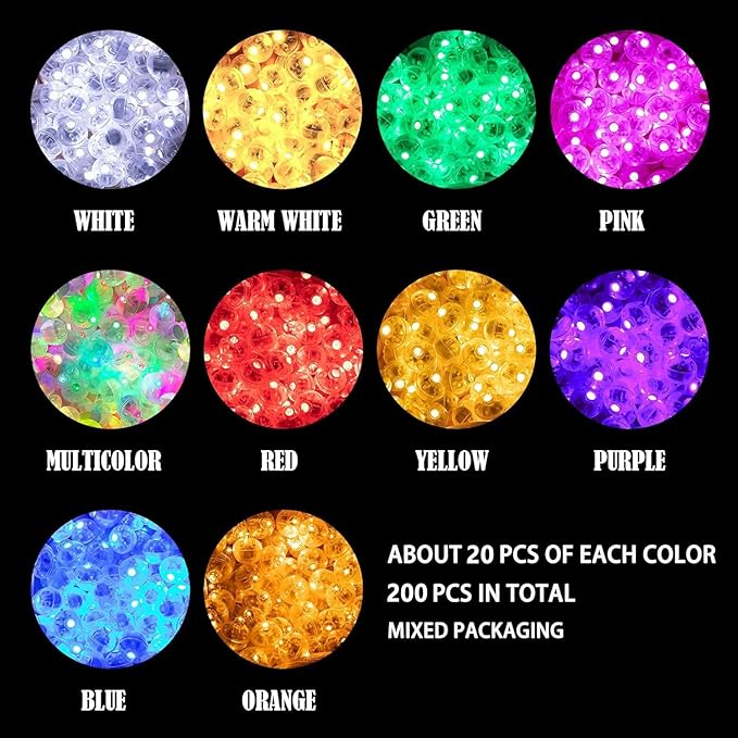 Aogist 200pcs 10-Colors Mini Lights with Hook,Long Standby Time Waterproof LE...