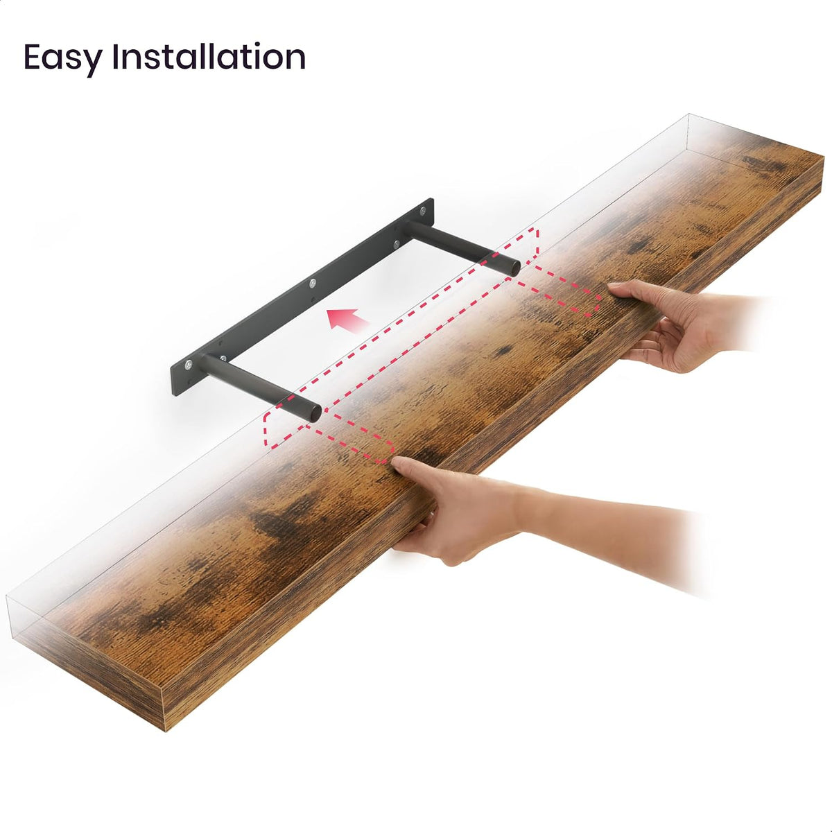 Ballucci Floating Shelves, 36" Long Wall Shelf, Set of 3, Wood Floating ...