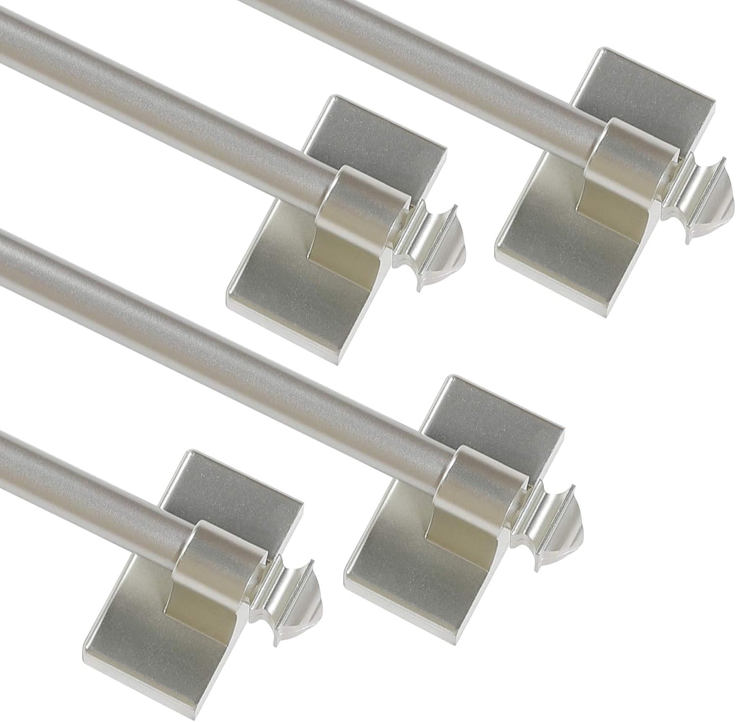 Turquoize Magnetic Curtain Rod Multi-Use Adjustable Cafe Sidelight Magnetic Rods, 09"-16" Magnetic Curtain Rod, Nickel, 4-Pack