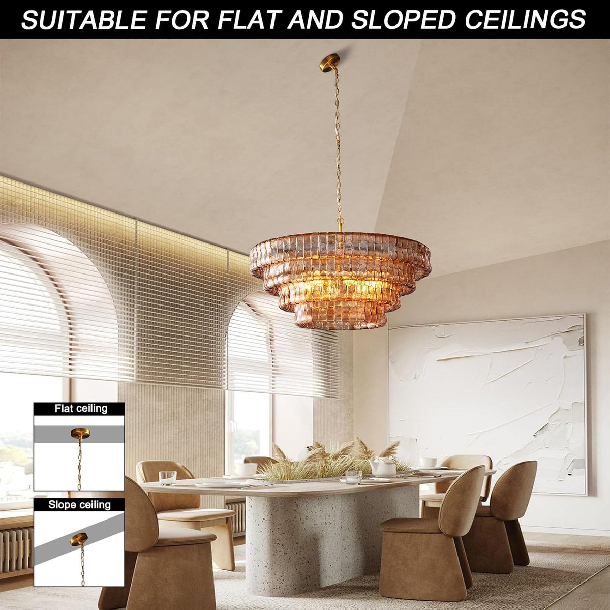 YIOSI Large Chandelier, 36" Gold Chandelier for Dining Room, 6-Light Rou...