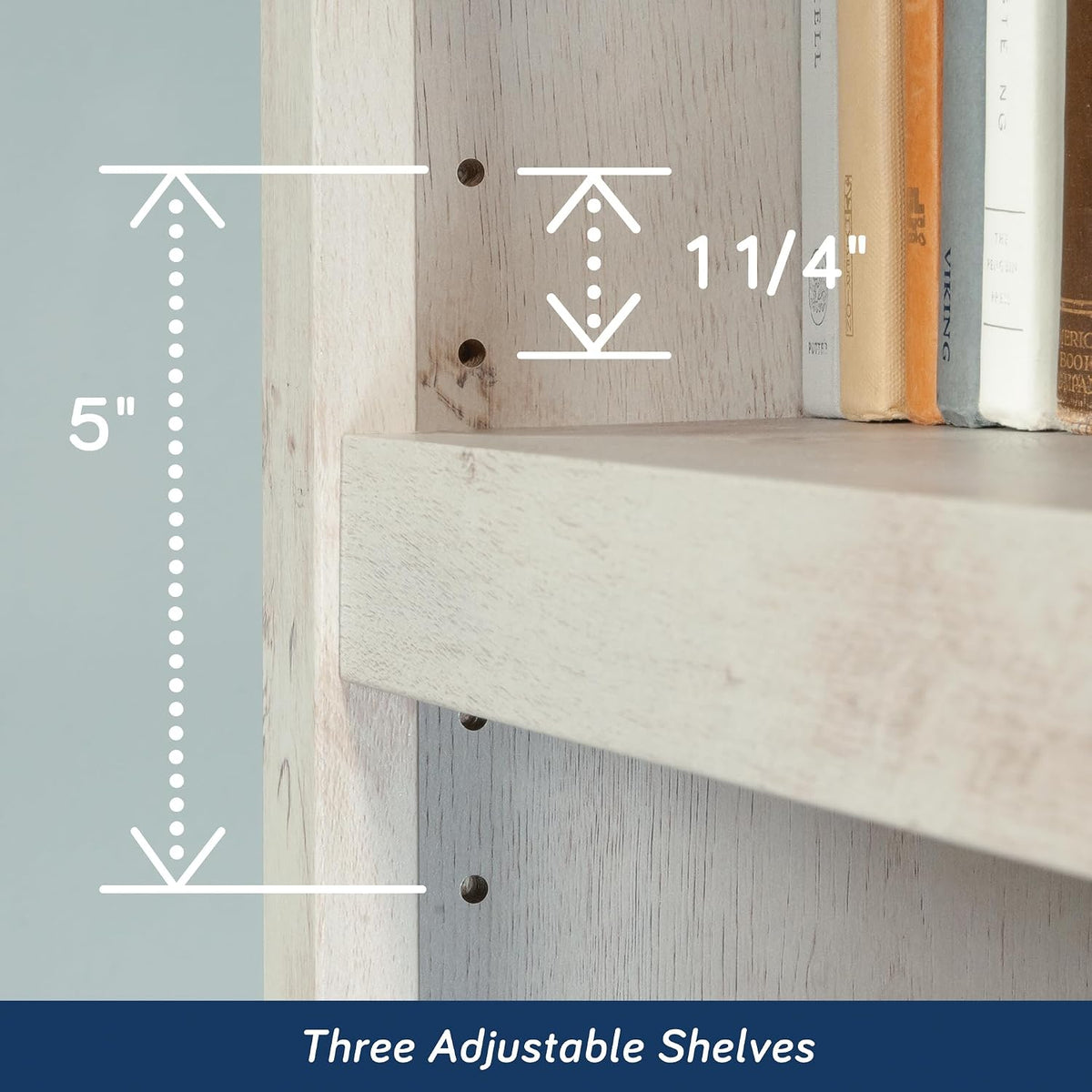 Sauder 5 Tier Book Shelf Wooden Bookcase Multipurpose Bookshelf for Home Offi...