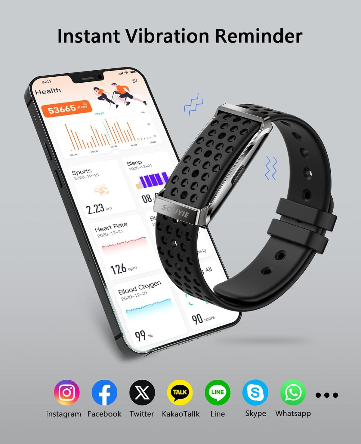 SOUYIE Smart Bracelet for Men Women, 24/7 Health Activity Fitness Trackers