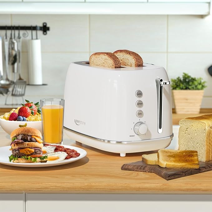 Keenstone Toaster 2 Slice, Retro Wide Slot Stainless Steel Toaster - Image 6
