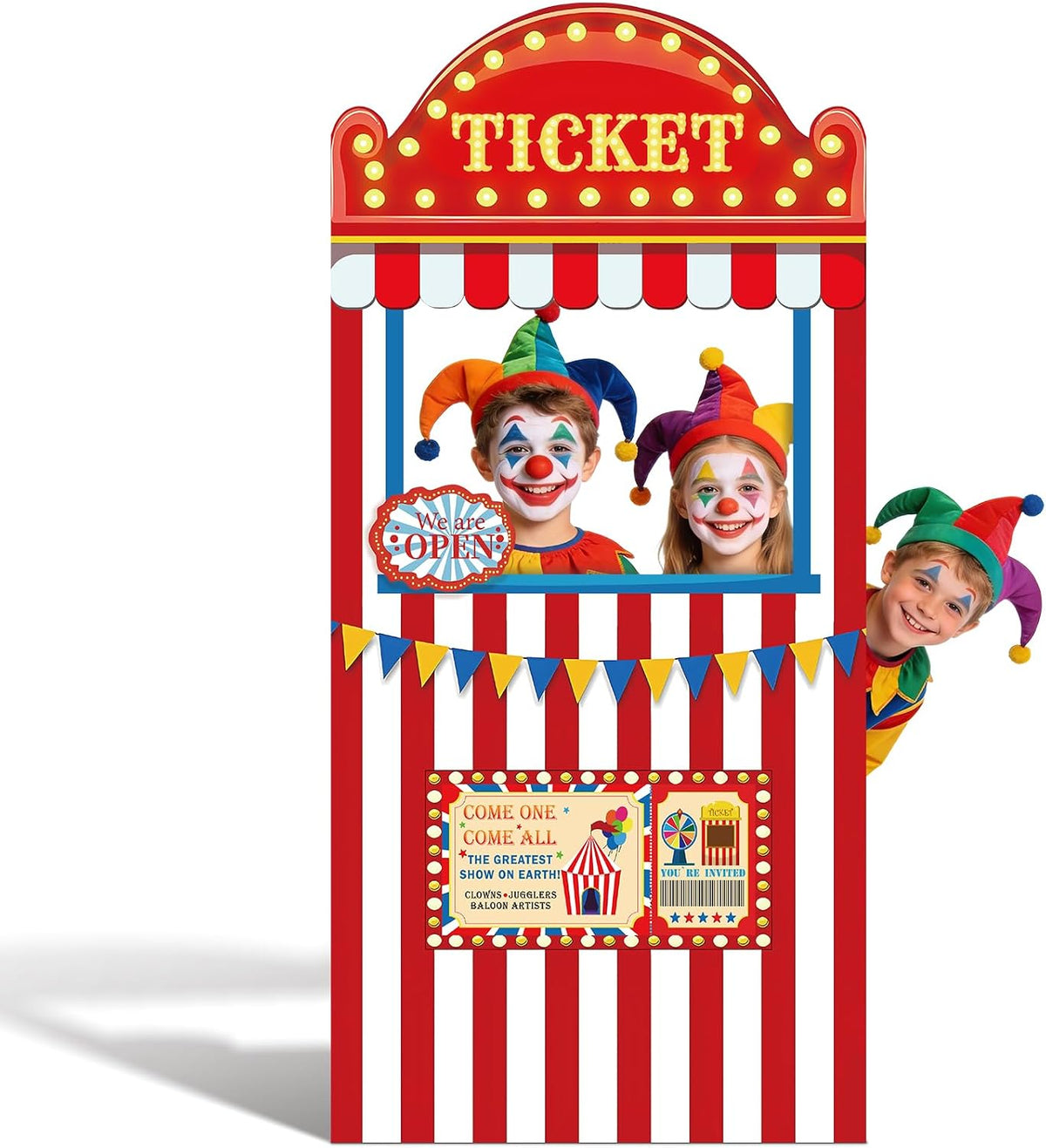 5.6Ft Carnival Ticket Booth Photo Prop Standup Halloween Decorations