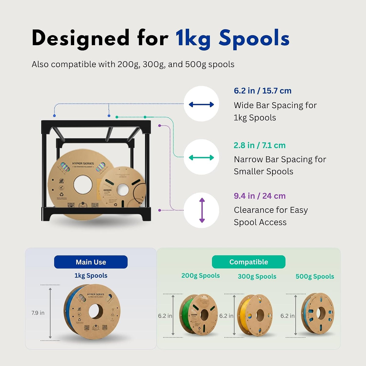 9-Tier 3D Printer Filament Storage Rack, Holds Up to 54 1kg Spools, Space-Sav...