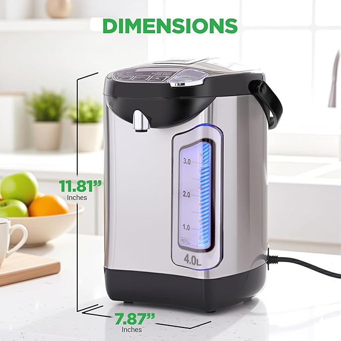 NutriChef Electric Water Boiler and Warmer - 4L/4.2Qt Stainless Steel Electric - Image 7
