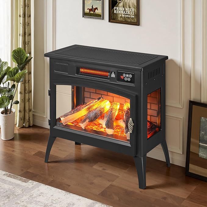 24″ Freestanding Electric Fireplace Stove - Image 9