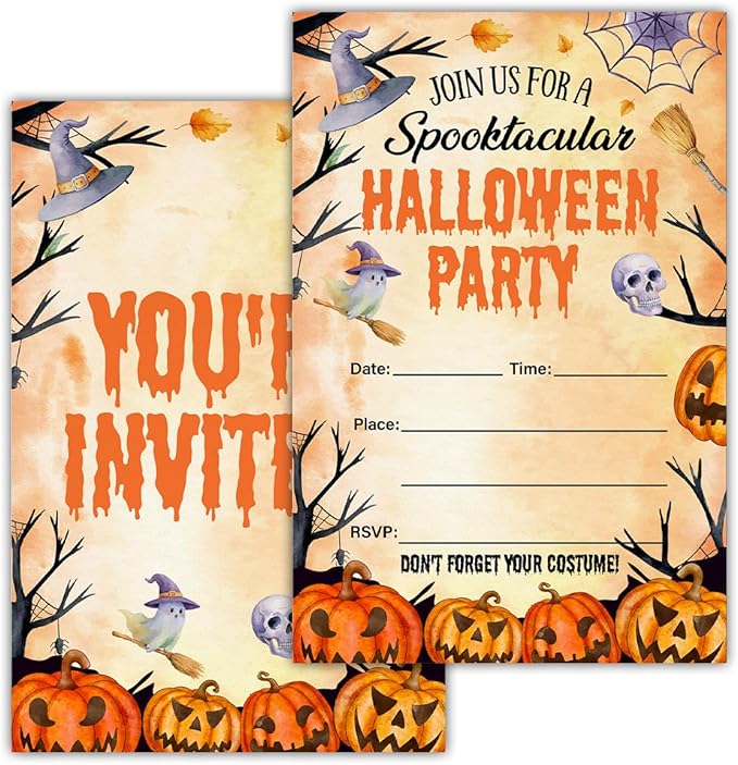 Halloween Party Invitations, Spooky Pumpkins Halloween Party Fill in Invites ...