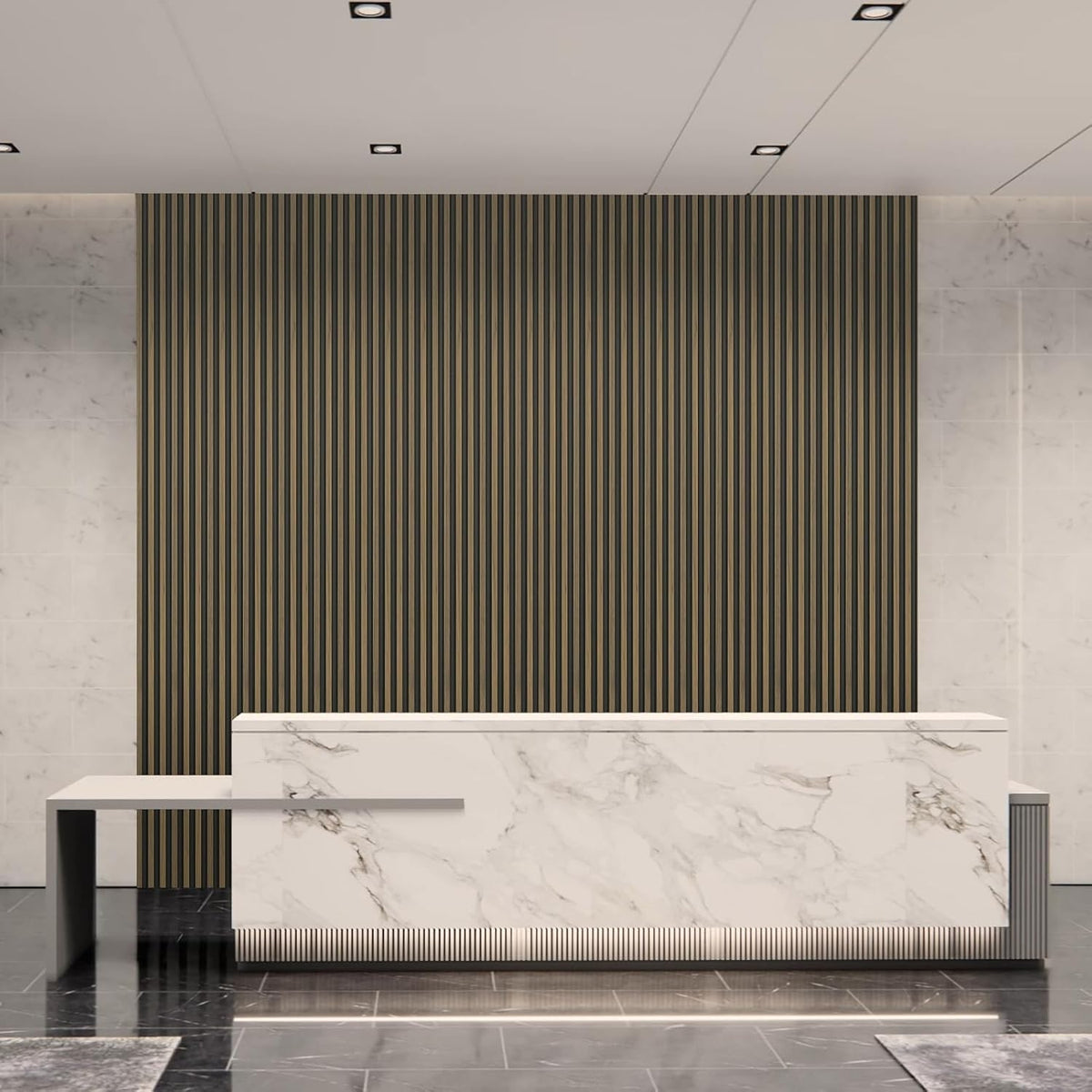 Art3d 96 x 6 Inch 3D Fluted Wood Textured Slat Wall Panel, 8-Pack, Ebony