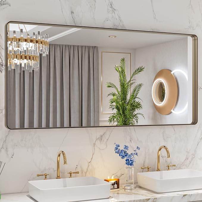 LOAAO 60”X28” Bronze Bathroom Mirrors - Image 8