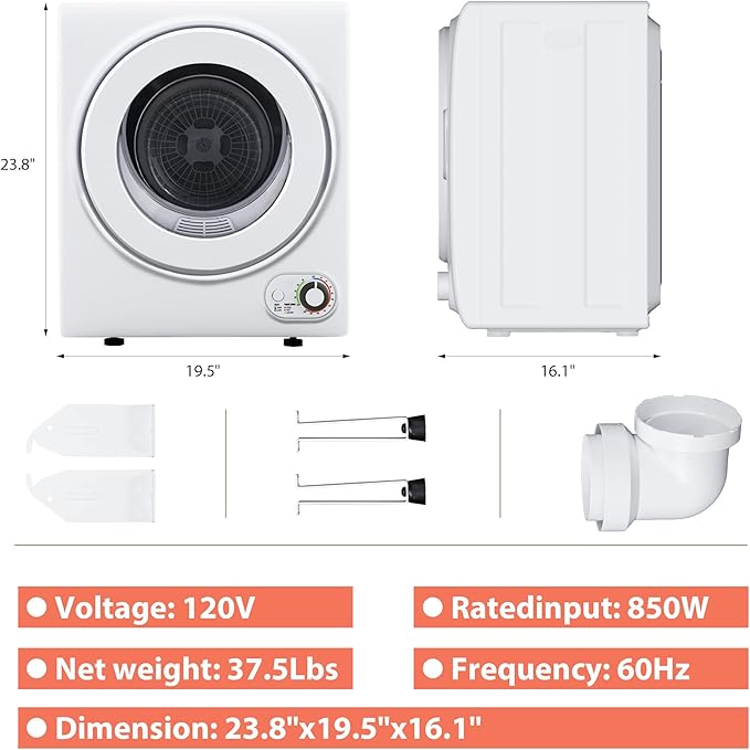 Euhomy Portable Dryer 1.5 cu. ft., 850W Powerful Clothes Dryer - Image 7