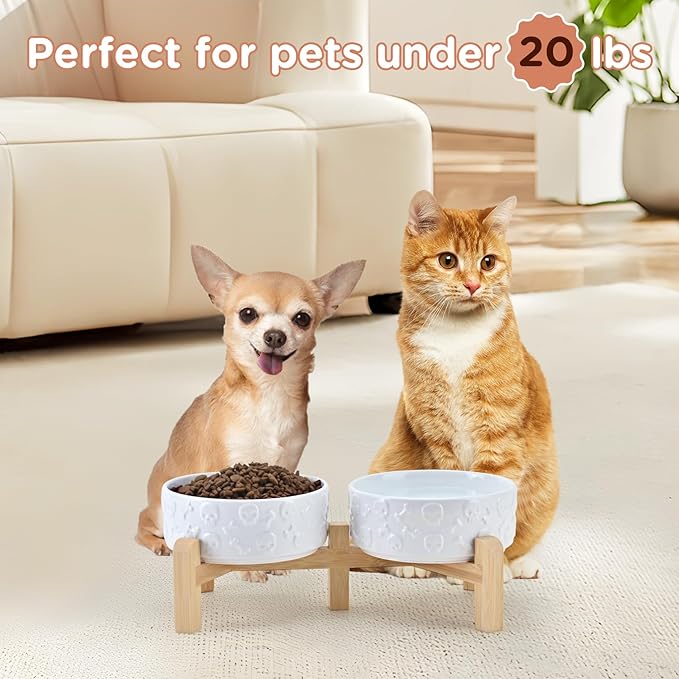 SPUNKYJUNKY Elevated Dog Bowls Ceramic, 5.1'' Dogs and Cat Food Water Bowls - Image 7